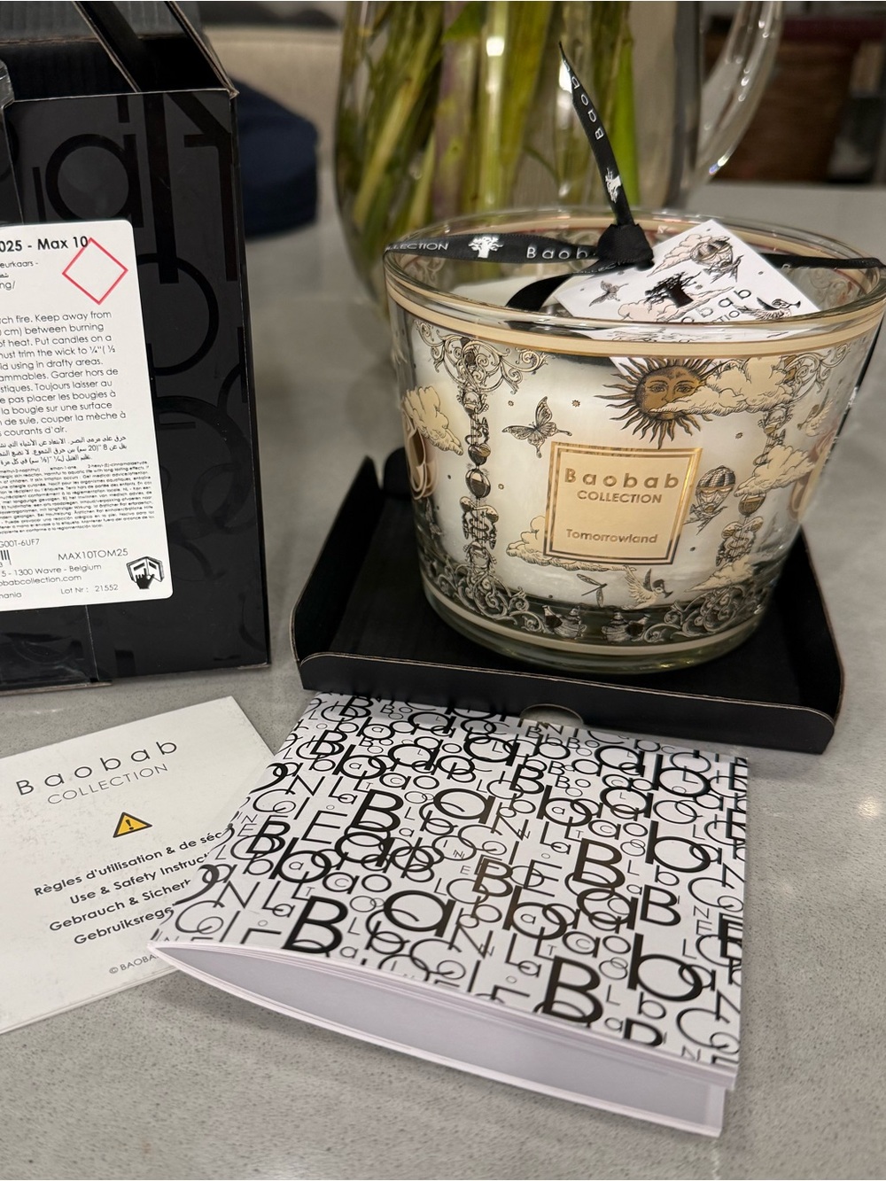 Baobab Collection Cream and Gold Illustrated Tomorrowland Candle Max 10